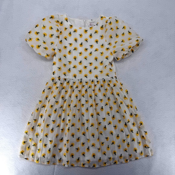 GB girls Other - GB Girls White Yellow‎ Floral Embroidered Puff Sleeve Dress Size 16 GD8685EOD